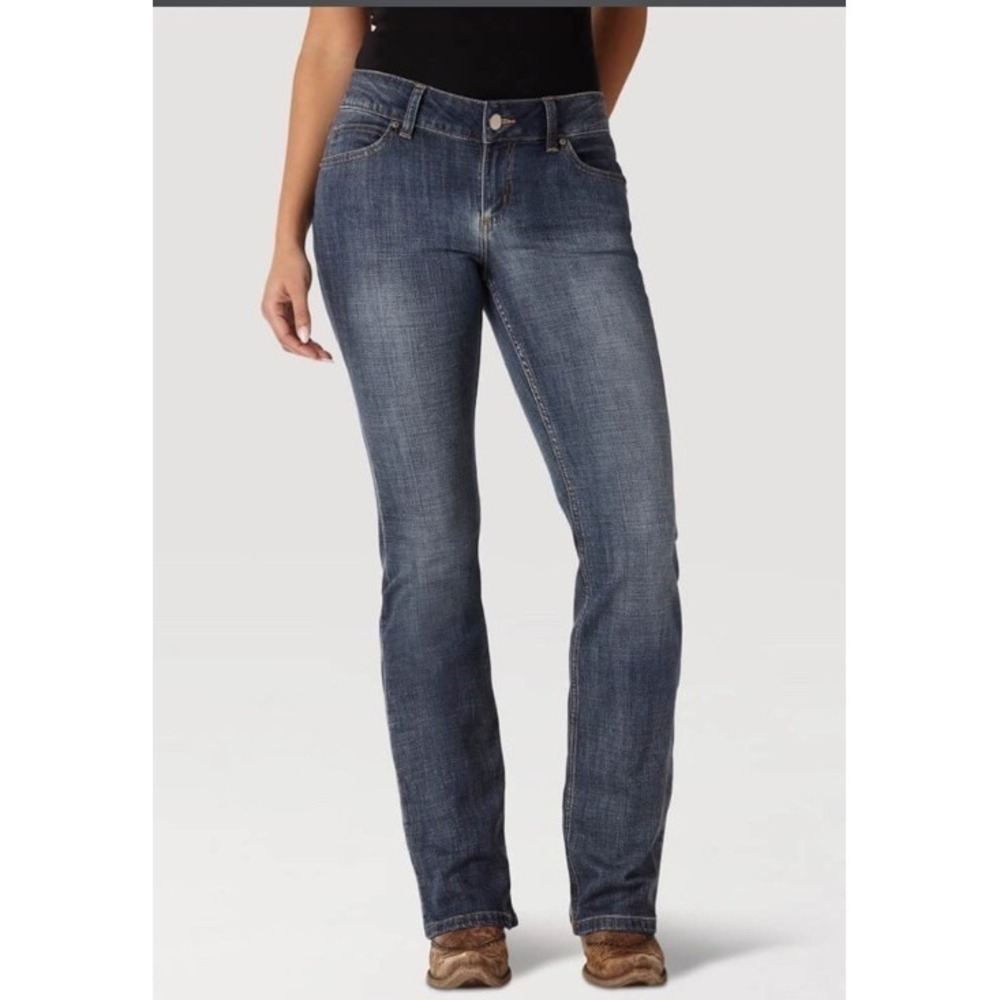 Wrangler Womens Bootcut Jeans Medium Wash Blue Stretch Denim 1009MWZAH Size 7x34